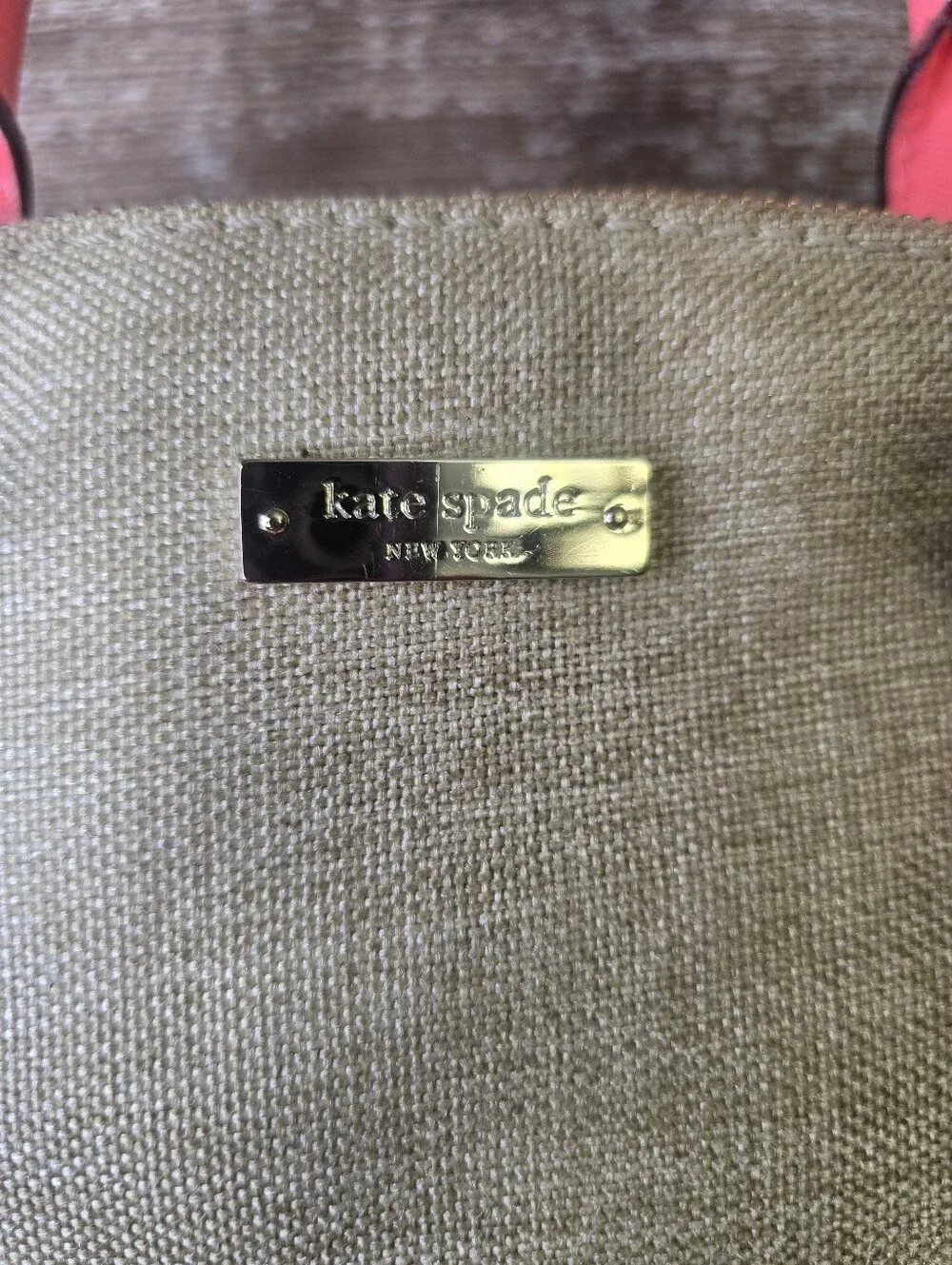 Kate Spade Coral Pink Canvas Satchel Storybook Lining